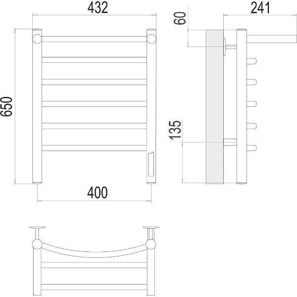 Полотенцесушитель Terminus электрический с полкой Классик П6 40х65
