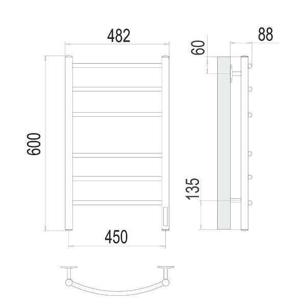 Полотенцесушитель Terminus электрический Классик П6 450х60 КС, черный муар