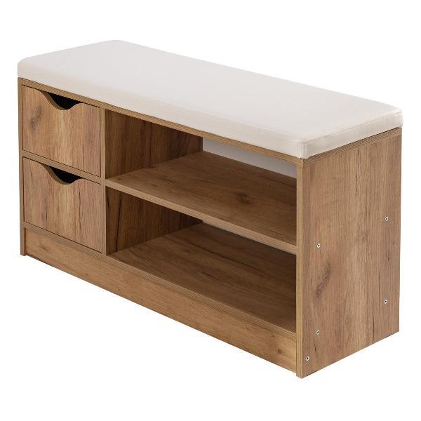 Обувница Frenesie для прихожей с сиденьем Деко 1, дуб крафт золотой, 96х32,4х55 см.