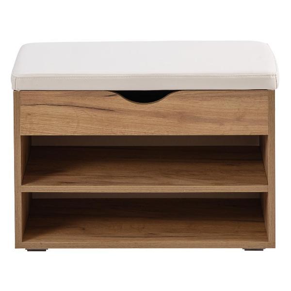 Обувница Frenesie для прихожей с сиденьем Деко 3, дуб крафт золотой, 60х30х45,5 см.