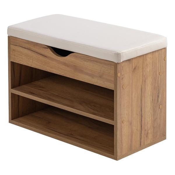 Обувница Frenesie для прихожей с сиденьем Деко 3, дуб крафт золотой, 60х30х45,5 см.