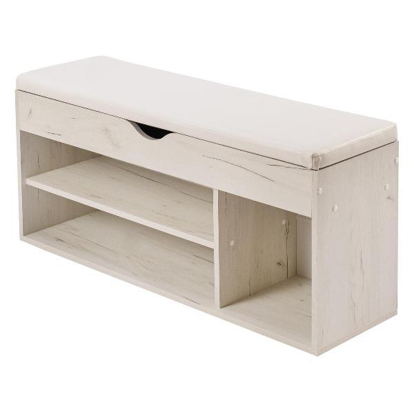 Обувница Frenesie для прихожей с сиденьем Деко 4, дуб крафт белый, 104х30х49,5 см.