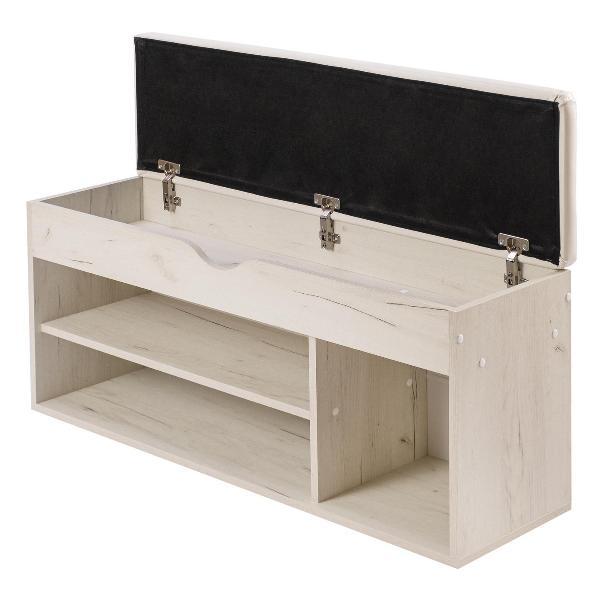 Обувница Frenesie для прихожей с сиденьем Деко 4, дуб крафт белый, 104х30х49,5 см.