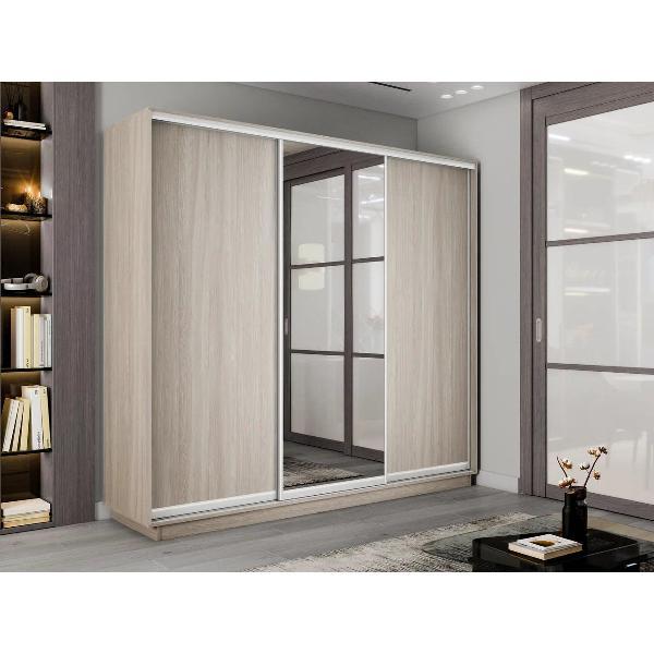 Шкаф-купе Е1 2,4 Экспресс 3-х дверный 240х240х45 ЛДСП/зеркало Ясень шимо светлый