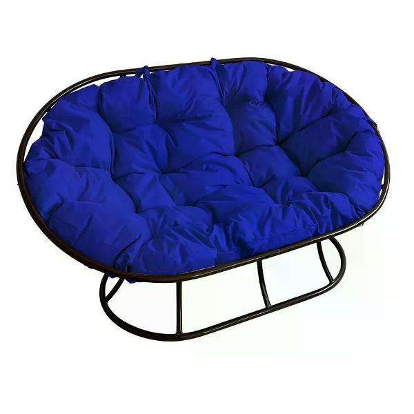 Диван M-Group Диван МАМАСАН без ротанга чёрное, синяя подушка