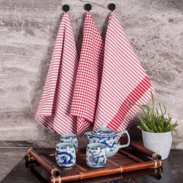 Полотенце кухонное BORGHOUSE Red squares, 3 шт.