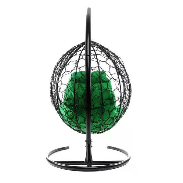 Кресло M-Group Подвесное кресло Капля с ротангом чёрное, зелёная