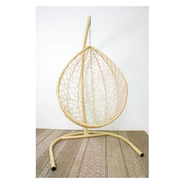 Кресло M-Group Подвесное кресло КАПЛЯ с ротангом бежевое, серая