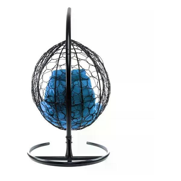 Кресло M-Group Подвесное кресло Капля с ротангом чёрное, голубая