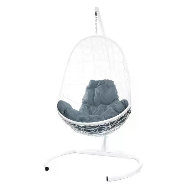 Кресло M-Group Подвесное кресло Овал с ротангом белое, серая