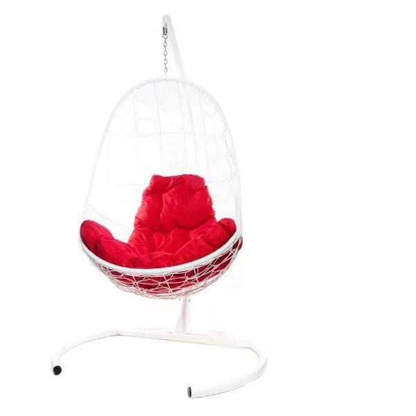 Кресло M-Group Подвесное кресло Овал с ротангом белое, красная