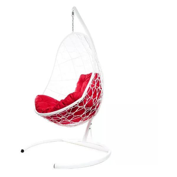 Кресло M-Group Подвесное кресло Овал с ротангом белое, красная