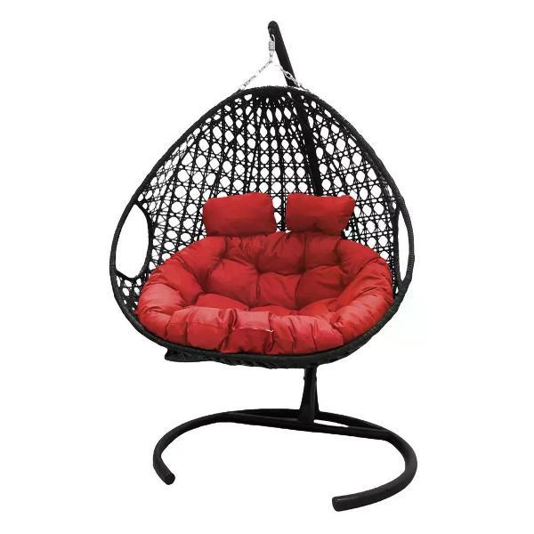 Кресло M-Group Подвесное кресло ДЛЯ ДВОИХ ЛЮКС с корич/красная