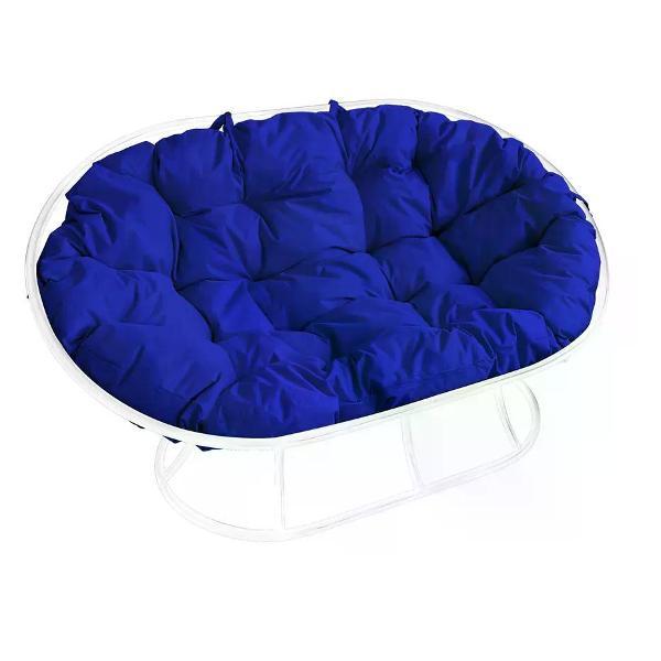 Диван M-Group Диван МАМАСАН без ротанга белое, синяя подушка