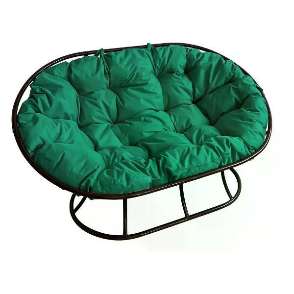 Диван M-Group Диван МАМАСАН без ротанга чёрное, зелёная подушка