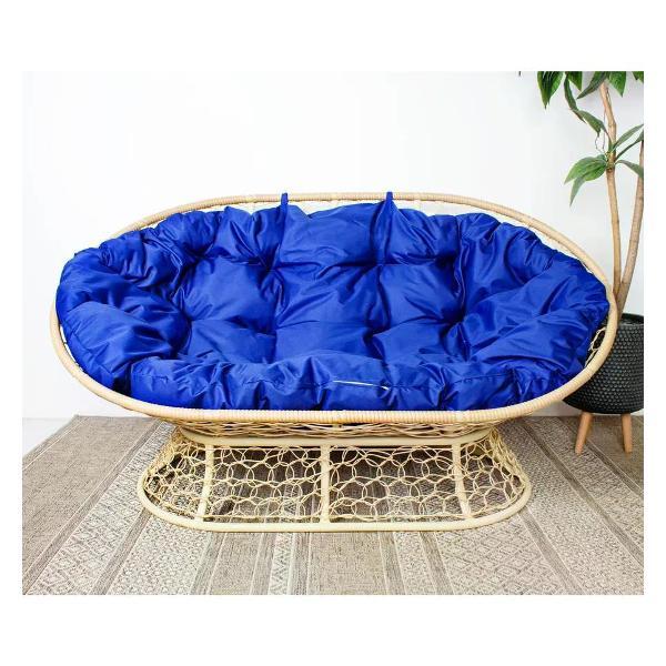 Диван M-Group Диван МАМАСАН с ротангом бежевый, синяя