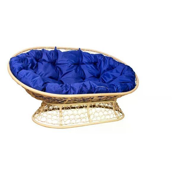 Диван M-Group Диван МАМАСАН с ротангом бежевый, синяя