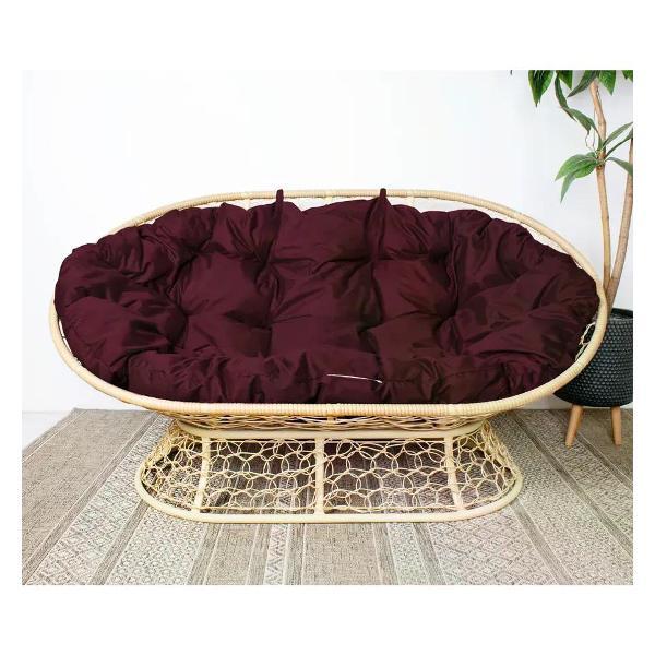 Диван M-Group Диван МАМАСАН с ротангом бежевый, бордовая
