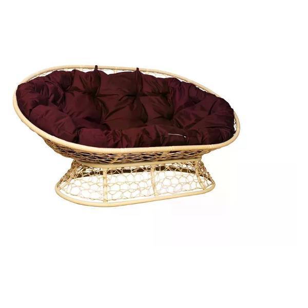 Диван M-Group Диван МАМАСАН с ротангом бежевый, бордовая