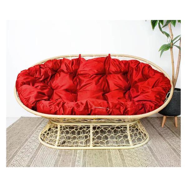 Диван M-Group Диван МАМАСАН с ротангом бежевый, красная