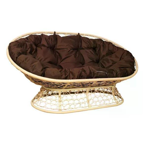 Диван M-Group Диван МАМАСАН с ротангом бежевый, коричневая