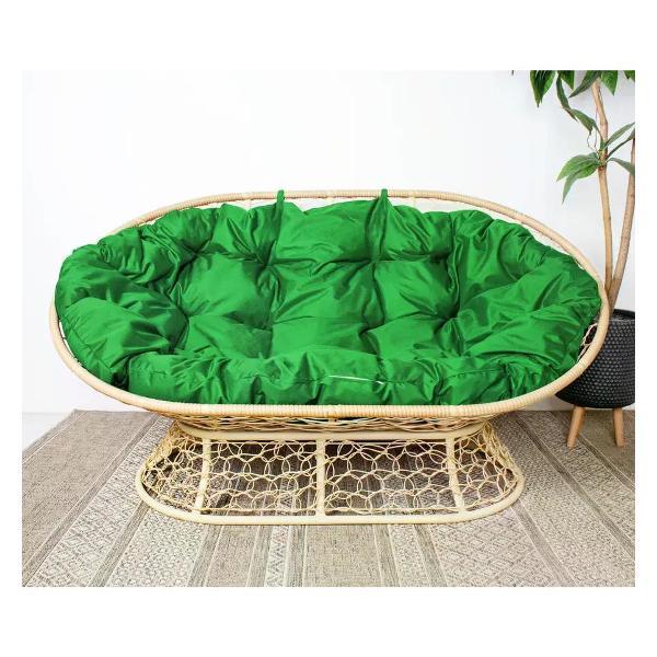 Диван M-Group Диван МАМАСАН с ротангом бежевый, зелёная