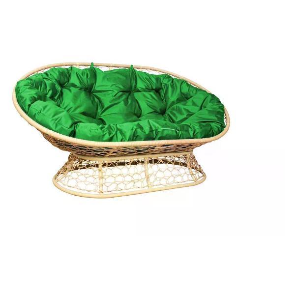 Диван M-Group Диван МАМАСАН с ротангом бежевый, зелёная