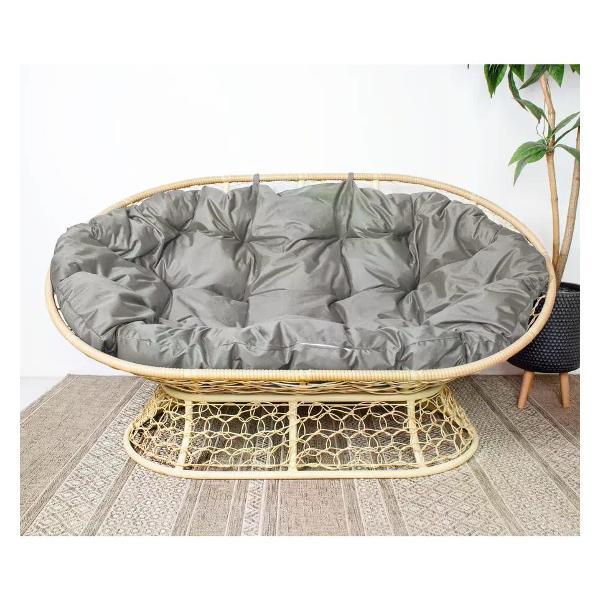 Диван M-Group Диван МАМАСАН с ротангом бежевый, серая