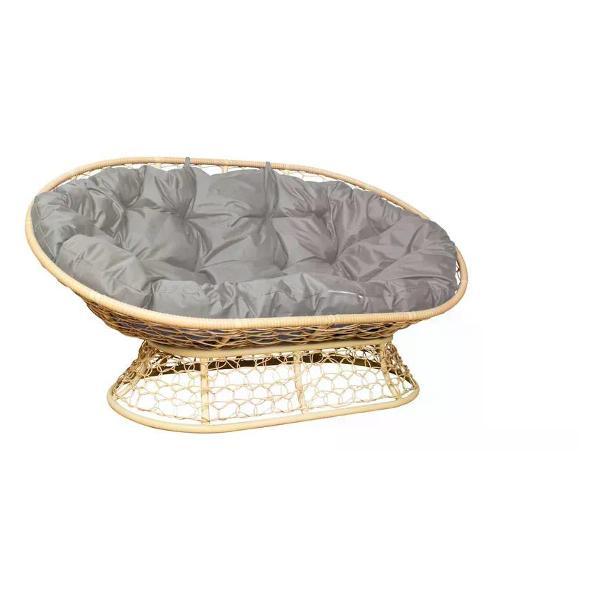 Диван M-Group Диван МАМАСАН с ротангом бежевый, серая