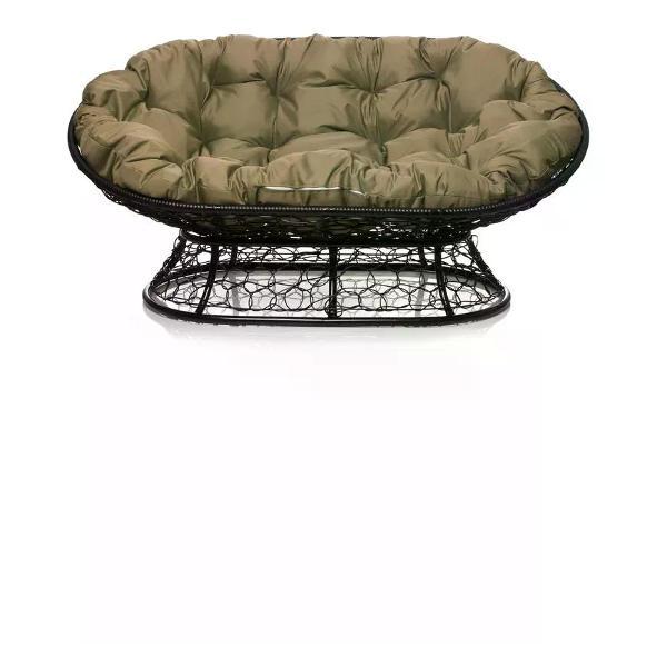 Диван M-Group Диван МАМАСАН с ротангом чёрное, бежевая подушка