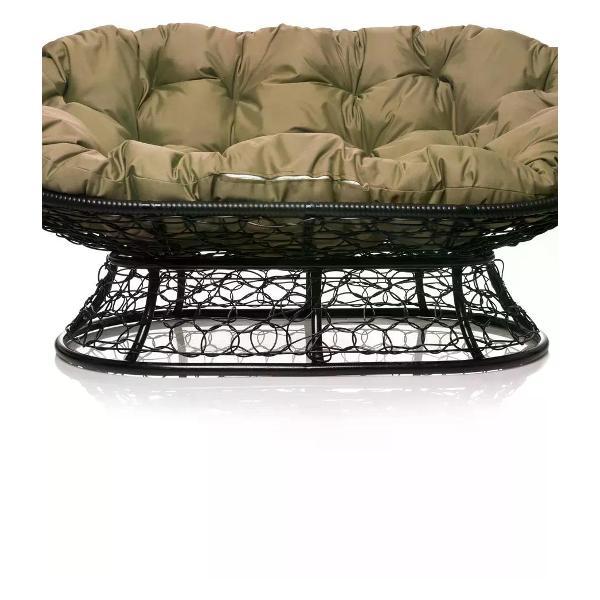 Диван M-Group Диван МАМАСАН с ротангом чёрное, бежевая подушка