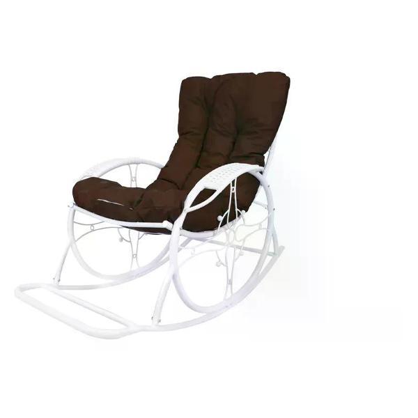 Кресло M-Group Кресло-качалка ЛЮКС белое, коричневая
