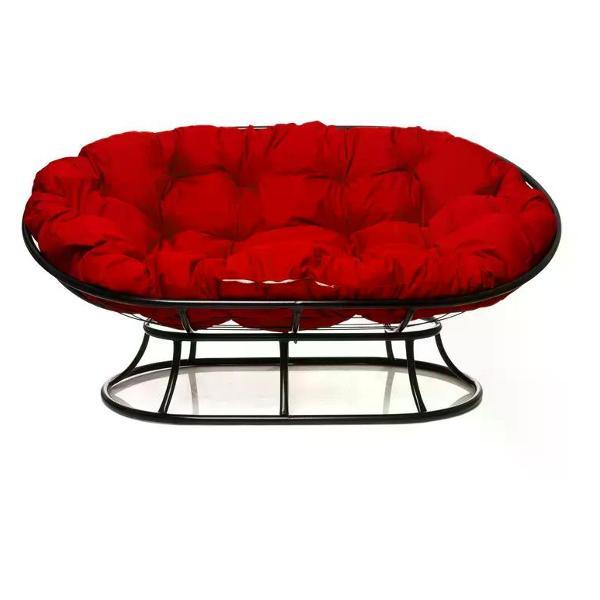 Диван M-Group Диван МАМАСАН без ротанга чёрное, красная подушка