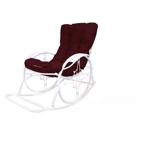 Кресло M-Group Кресло-качалка ЛЮКС белое, бордовая
