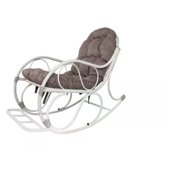 Кресло M-Group Кресло-качалка Элит белое, подушка Пепел