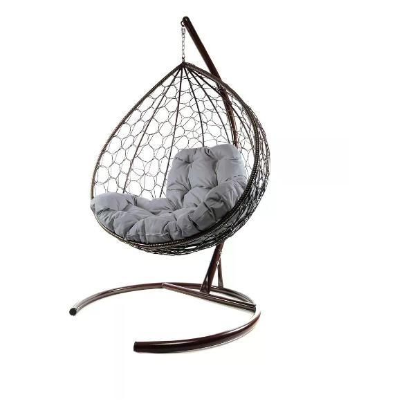 Кресло M-Group Подвесное кресло XL с ротангом коричневое, серая