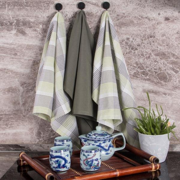 Полотенце кухонное BORGHOUSE Grey and Green cells, 3 шт