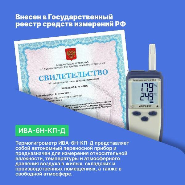 Термогигрометр Микрофор ИВА-6Н-КП-Д с поверкой