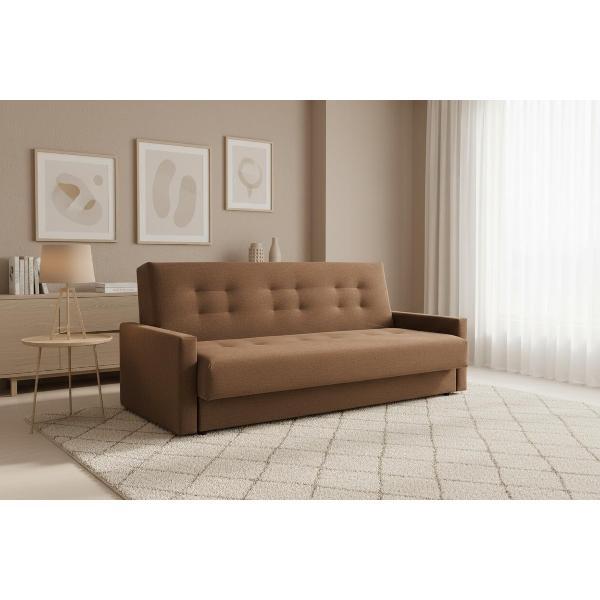 Диван МЕБЛАЙНС Милан прямой раскладной коричневый, 140