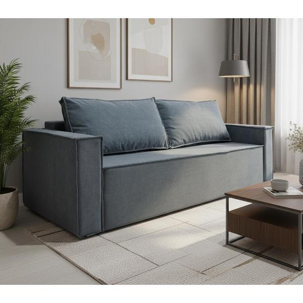 Диван МЕБЛАЙНС Лофт Люкс прямой раскладной, велюр серый, 140