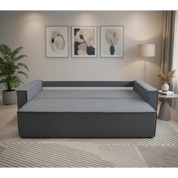 Диван МЕБЛАЙНС Лофт Люкс прямой раскладной, велюр серый, 140