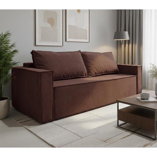Диван МЕБЛАЙНС Лофт Люкс прямой раскладной, велюр коричневый, 140