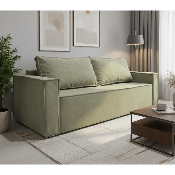 Диван МЕБЛАЙНС Лофт Люкс прямой раскладной, велюр бежевый, 140