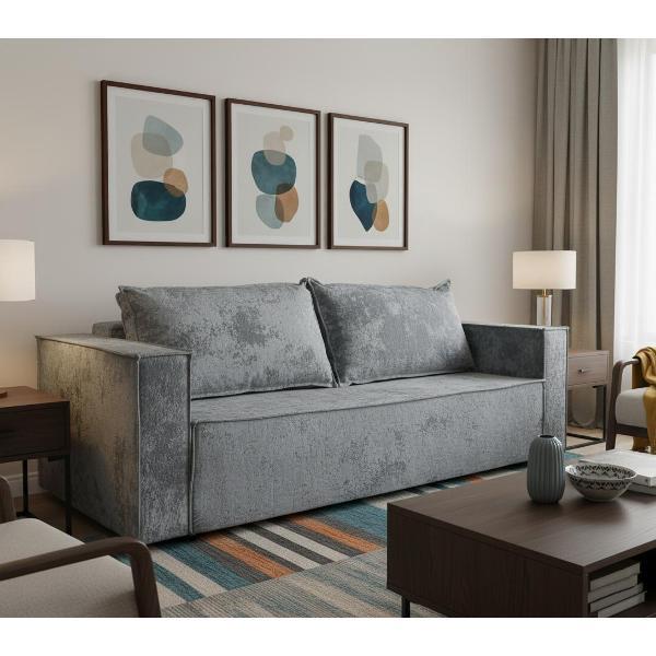 Диван МЕБЛАЙНС Лофт Люкс прямой раскладной, плюш серый, 140