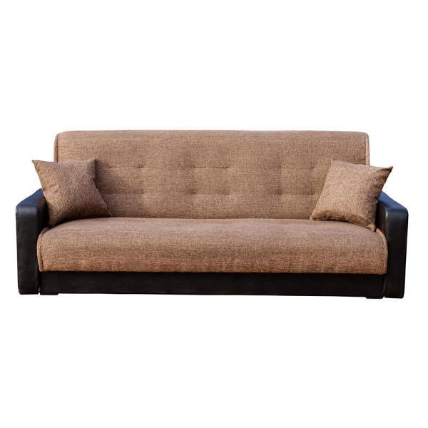 Диван МЕБЛАЙНС Лондон прямой раскладной, рогожка коричневая, 120