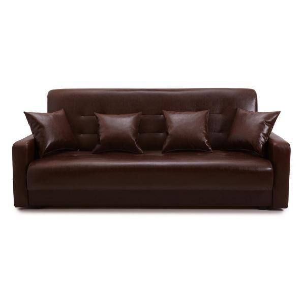 Диван МЕБЛАЙНС Аккорд прямой раскладной, экокожа коричневая, 120