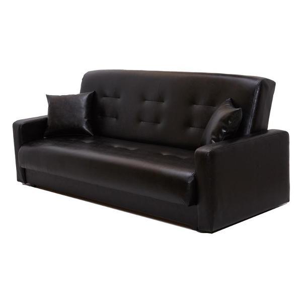 Диван МЕБЛАЙНС Аккорд прямой раскладной, экокожа черная, 120