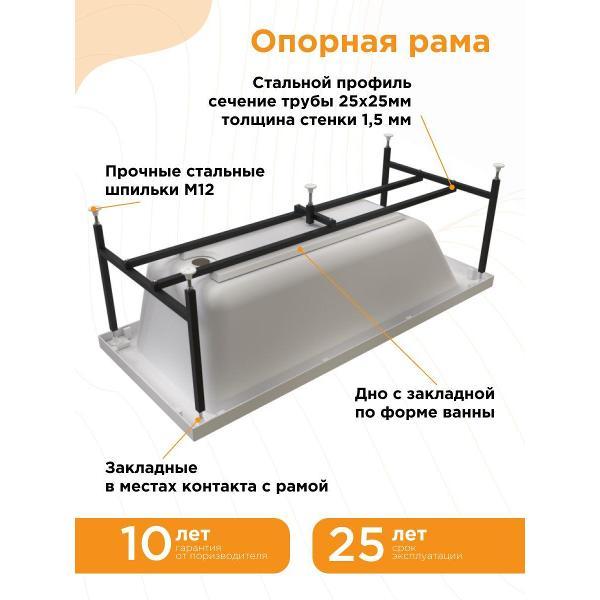 Ванна Radomir Акриловая ванна Радомир Агата 175х75 на металлическом каркасе, фронтальная панель