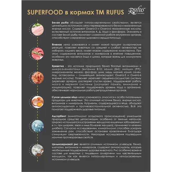 Корм сухой Rufus для стерилизованных кошек 10 кг