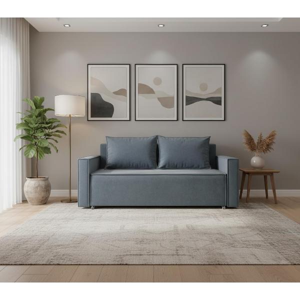 Диван МЕБЛАЙНС Лофт прямой раскладной, велюр серый, 140